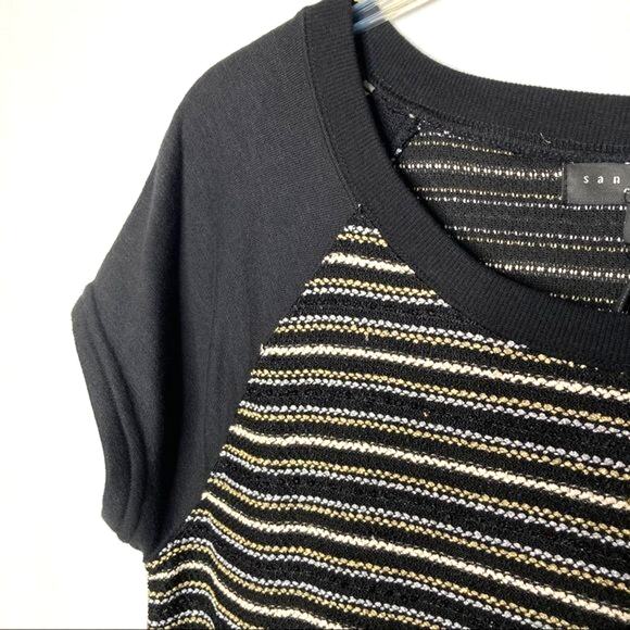 NWT Sanctuary Wms L Black Gold Metallic Stripe Knit Dress Zipper Accents - Picture 6 of 10